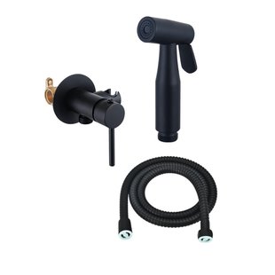Fortifura Calvi Mengkraan Bidetset - handdouchehouder -100cm doucheslang - bidet handdouche - mat zwart SW1236929/SW1212628/SW970016