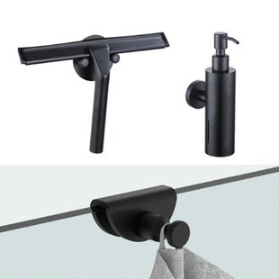 Fortifura accessoireset - glaswisser - zeepdispenser - handdoekhaak - mat zwart SW1211581/SW1111567/SW1152335