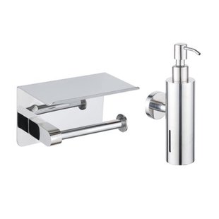 Fortifura Calvi toilet accessoireset - zeepdispenser - toiletrolhouder - met plateau - chroom SW1183056/SW1111566