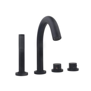 Wiesbaden Caral afbouwdeel badrandthermostaat 4-gats mat zwart 29.2999