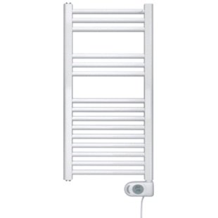 Zehnder Aura E elektrische handdoekradiator 90.6x50cm 500watt 230 volt | 50 Hz Staal Wit glans pbez-090-50-mq