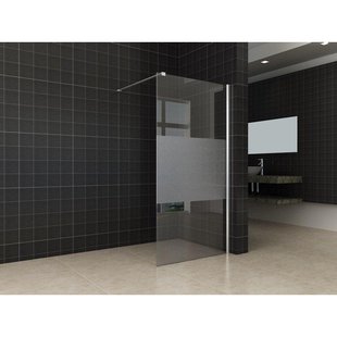 Wiesbaden Comfort inloopdouche 900 x 2000 x 10 mm nano helder glas met melkglas middenband/chroom 20.4207