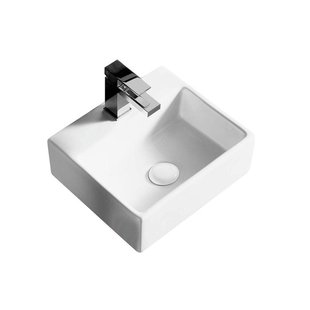 Nemo Spring Sun Handwasbakje - rechthoekig - 33.5x29.5cm - wandmontage - afvoergat D4.5cm - zonder overloop - porselein wit TR4549