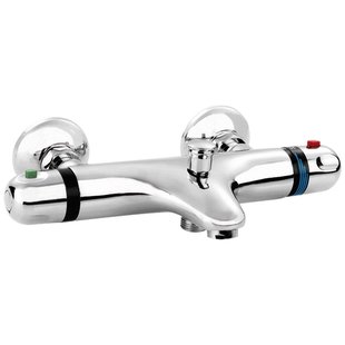 Go by Van Marcke Isiflow Thermostatische Bad Douche - mengkraan - waterbesparend - hartafstand 15cm - veiligheidsblokkering - keramische schijven - rozetten - S koppelingen YH2202