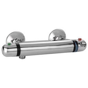 Go by Van Marcke Isiflow Thermostatische Douche Mengkraan - waterbesparend - hartafstand 15cm - veiligheidsblokkering - keramische schijven - rozetten - S-koppelingen LH2202