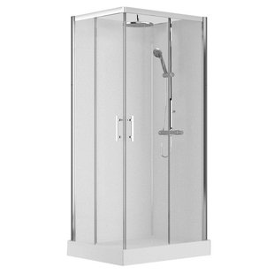 Nemo Spring Vidrio douchecabine - 100x80cm - 2 schuifdeuren - met regendouche - veiligheidsglas chroom VMVA100DT-1B