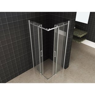 Wiesbaden Entra hoekinstap cabine met 2 schuifdeuren 900 x 900 x 2000 x 8 mm nano helder glas/chroom 20.3857