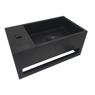 Wiesbaden Julia fontein links 35 x 20 x 16 cm solid surface mat zwart 36.4072
