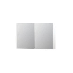 INK SPK2 Spiegelkast - 120x14x74cm - 2 deuren - dubbelzijdige Spiegel - schakelaar en stopcontact - MDF lak wit mat 1105351