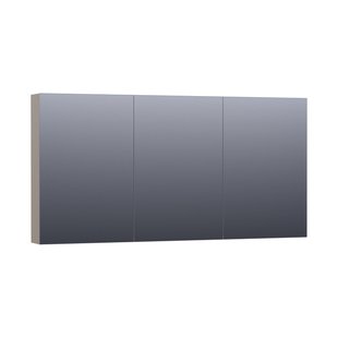 BRAUER Impress Deluxe spiegelkast - 140x70x15cm - interne en externe verlichting - 3 dubbelzijdige spiegeldeuren - mat taupe SK-IMD140MT