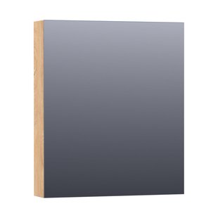 BRAUER Impress Deluxe spiegelkast - 60x70x15cm - interne en externe verlichting - 1 rechtsdraaiende dubbelzijdige spiegeldeur Forest Tan SK-IMD60RFT