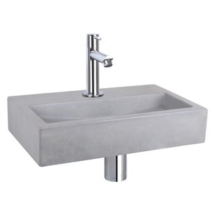 Differnz Flat fonteinset - 38x24x8cm - Rechthoek - 1 kraangat - Recht chromen kraan - Beton Grijs SW494076/SW539762/SW696219/SW705269