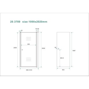 Wiesbaden Between nisdeur 1000 x 2000 x 8 mm nano rookglas/chroom 20.3789