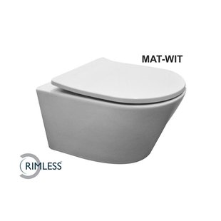 Wiesbaden Vesta wandcloset rimless met Shade slim toiletzitting softclose en quick release mat wit 32.6012