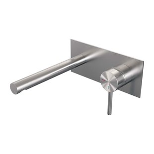 Brauer Brushed Edition Wastafelmengkraan inbouw - rechte uitloop links - hendel lang smal - afdekplaat - model A 1 - PVD - geborsteld RVS 5-NG-004-S2