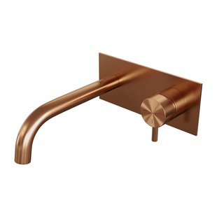 Brauer Copper Edition Wastafelmengkraan inbouw - gebogen uitloop links - hendel kort smal - afdekplaat - model B 1 - PVD - geborsteld koper 5-GK-004-B5