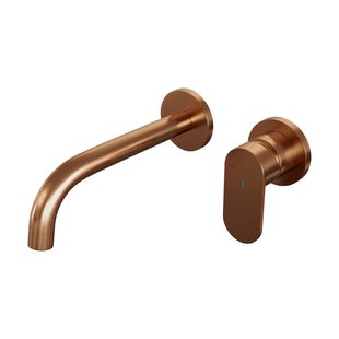 Brauer Copper Edition Wastafelmengkraan inbouw - gebogen uitloop links - hendel breed plat - model C 1 - PVD - geborsteld koper 5-GK-004-B3-65