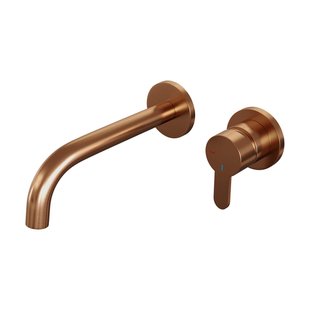 Brauer Copper Edition Wastafelmengkraan inbouw - gebogen uitloop links - hendel plat smal - model D 1 - PVD - geborsteld koper 5-GK-004-B4-65