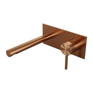 Brauer Copper Edition Wastafelmengkraan inbouw - rechte uitloop links - hendel lang smal - afdekplaat - model A 1 - PVD - geborsteld koper 5-GK-004-S2