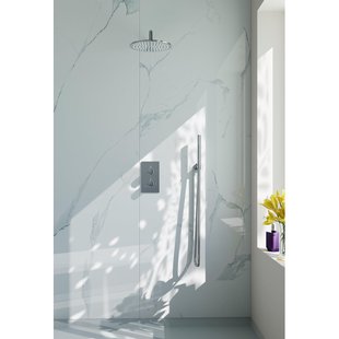 Fortifura Calvi Inbouw Regendoucheset - thermostatisch - wandarm - 25cm hoofddouche - staaf handdouche - gladde doucheslang - chroom SW496810/SW542643/SW706209/SW720552/SW720559/SW721