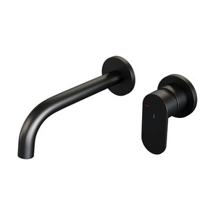 Brauer Black Edition Wastafelmengkraan inbouw - gebogen uitloop links - hendel breed plat - model C 1 - mat zwart 5-S-004-B3-65