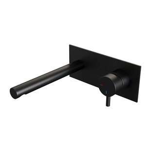 Brauer Black Edition Wastafelmengkraan inbouw - rechte uitloop links - hendel kort smal - afdekplaat - model B 1 - mat zwart 5-S-004-S5