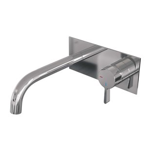 Brauer Chrome Edition Wastafelmengkraan inbouw - gebogen uitloop links - hendel middel dik - afdekplaat - model E 1 - chroom 5-CE-004-B1