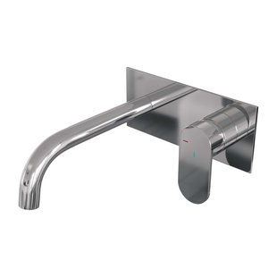 Brauer Chrome Edition Wastafelmengkraan inbouw - gebogen uitloop links - hendel breed plat - afdekplaat - model C 1 - chroom 5-CE-004-B3