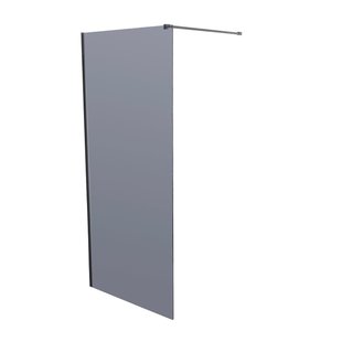 Wiesbaden Slim inloopdouche met mat zwart profiel en stabilisatiestang 90x200cm 8mm rookglas sw203911/sw295904