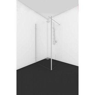 Van Rijn Products ST01 Vaste wand - 110x200cm - helder glas - haakse wand scharnierend - links en rechts - stabilisatiestang ST01675110