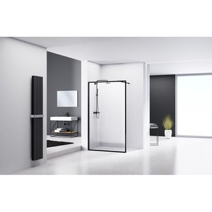 Van Rijn Products ST04 Vaste wand - 118x200cm - helder glas - dikte 8mm - incl. stabilisatiestang - zwart ST04120KP