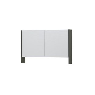 INK SPK3 Spiegelkast - 120x14x74cm - 2 deuren - dubbelzijdige Spiegel - open planchet - schakelaar en stopcontact - MDF lak Mat beton groen 1110275