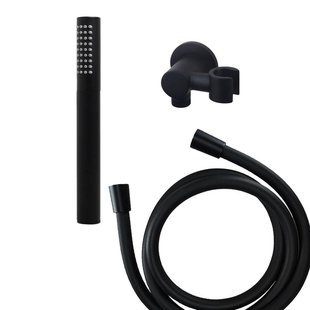 Wiesbaden Caral handdoucheset inbouw met staafhanddouche en wandhouder inclusief doucheslang rond 1/2 mat zwart sw110885/sw110891/sw158727/
