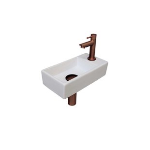 INK Versus Fonteinset - 36x18x9cm - wasbak links - porselein Glans wit/Mat rose goud 1805313