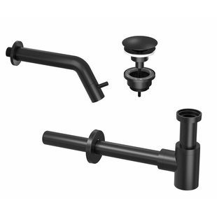 INK 3A Fonteinkraanset - wandFonteinkraan - always open - plug en designSifon - zwart mat 9902421