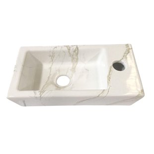 Wiesbaden Rhea S mini fontein rechts 36,5 x 18 x 9 cm keramiek carrara 32.5497