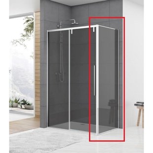 Van Rijn Products ST06 Wand - 88.5x200cm - rookglas - dikte 8mm - tbv hoekcabine - chroom ST0635090WGR