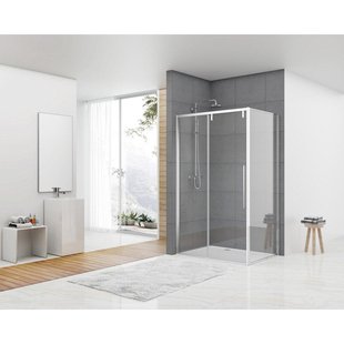 Van Rijn Products ST06 Softclose schuifdeur - 178.5x200cm - helder glas - dikte 8mm - tbv hoekcabine - incl. greep - chroom ST06350180