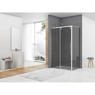 Van Rijn Products ST06 Softclose schuifdeur - 118.5x200cm - rookglas - dikte 8mm - tbv hoekcabine - incl. greep - chroom ST06350120GR