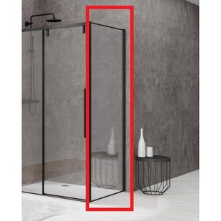 Van Rijn Products ST06 Wand - 98.5x200cm - helder glas - dikte 8mm - tbv hoekcabine - zwart ST06350100ZWW
