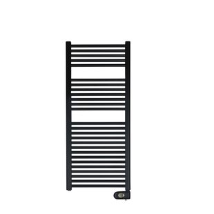Zehnder Aura E elektrische handdoekradiator 90.6x50cm 500watt 230 volt | 50 Hz Staal Zwart Mat pbebz-090-50-mq