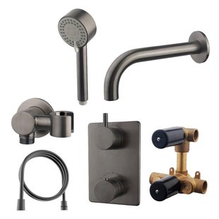 Wiesbaden Caral Badkraan Inbouw Set Gunmetal sw62490/sw454659/sw454661/sw454666/sw454671/sw4916