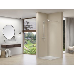 Van Rijn Products ST01 Vaste wand 137-139 cm breed 8mm helder glas incl. glasbehandeling wit muurprofiel 200cm hoog ST01WT140M