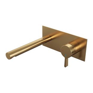 Brauer Gold Edition Wastafelmengkraan inbouw - rechte uitloop links - hendel middel dik - afdekplaat - model E 1 - PVD - geborsteld goud 5-GG-004-S1