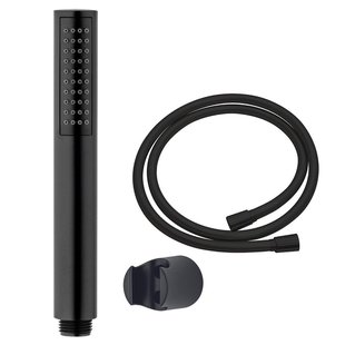 Nemo Spring Nero handdoucheset met staaf handdouche doucheslang en handdouchehouder zwart mat sw369967/sw369969/sw404917/