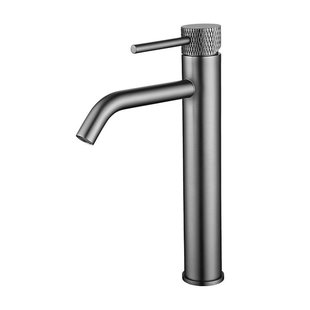 Wiesbaden Ribbd XL wastafelkraan hoog met coldstart gunmetal PVD 29.5313