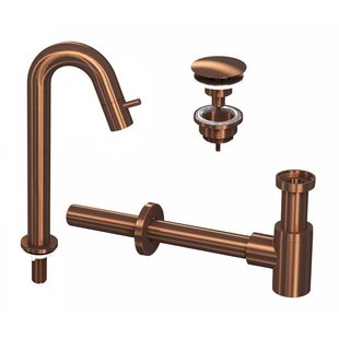 INK 5A Fonteinkraanset - staande Fonteinkraan - hoog gebogen - always open - plug en designSifon - Mat rose goud 9902482