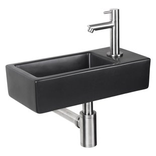 Differnz Hator fonteinset - 9x37.5x18.5cm - Rechthoek - 1 kraangat - Zwart 38.010.11