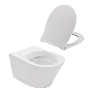 Wiesbaden Vesta spoelrandloos wandcloset 52cm diepspoel met softclose en quickrelease zitting wit 32.3450