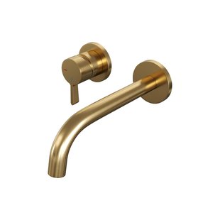 Brauer Gold Edition Wastafelmengkraan inbouw - gebogen uitloop rechts - hendel middel dik - model E2 PVD - geborsteld goud 5-GG-083-B1-65